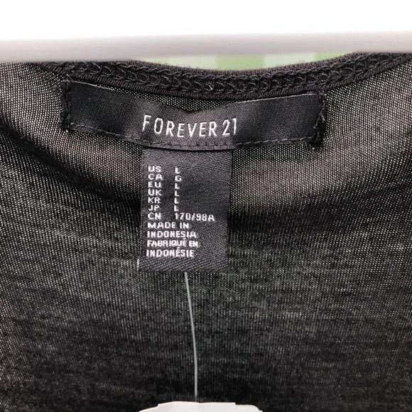 FOREVER 21 Scoop Neck + Side Sheer Knit Bi-Level Tank Top Black, Size L, NWT! - Picture 11 of 14